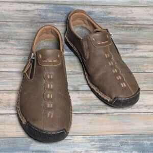 Distressed Brown Leather Zip Shoes Size 43 Artcore Earthy Cottagecore